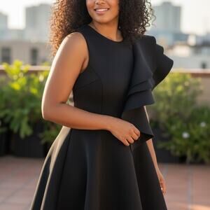 Elegant Asymmetrical Black Dress